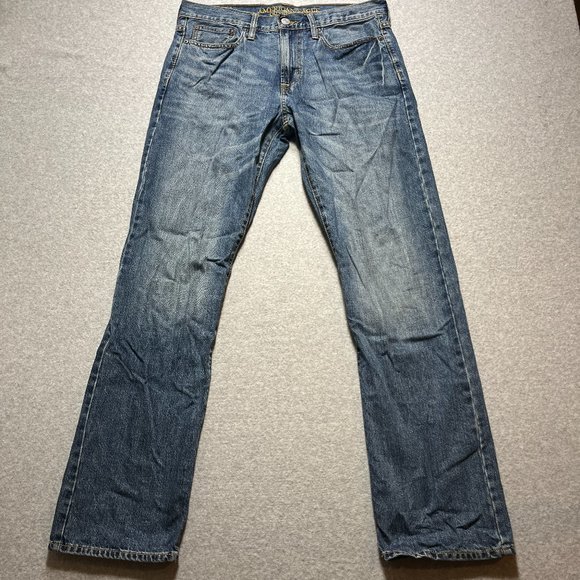 American Eagle Jeans Mens 32x34 Blue Relaxed Straight 100% Cotton (Meas 33x33) - Picture 1 of 11